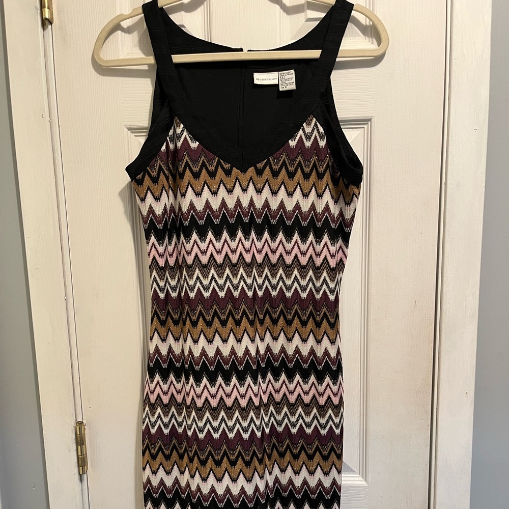 Vintage Newport News 2-Piece Chevron Sweater Dress And Long Open Front Cardigan